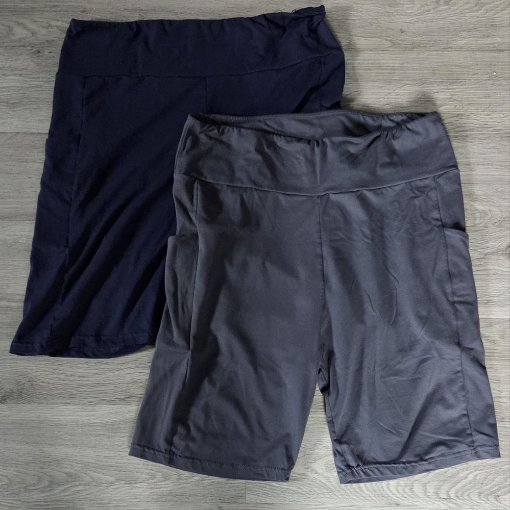 Biker Shorts 2 Pair Navy & Gray